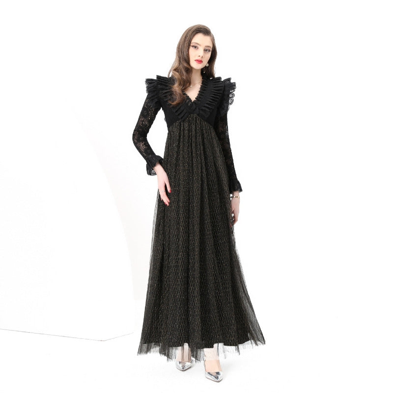 Midnight Elegance Lace Gown