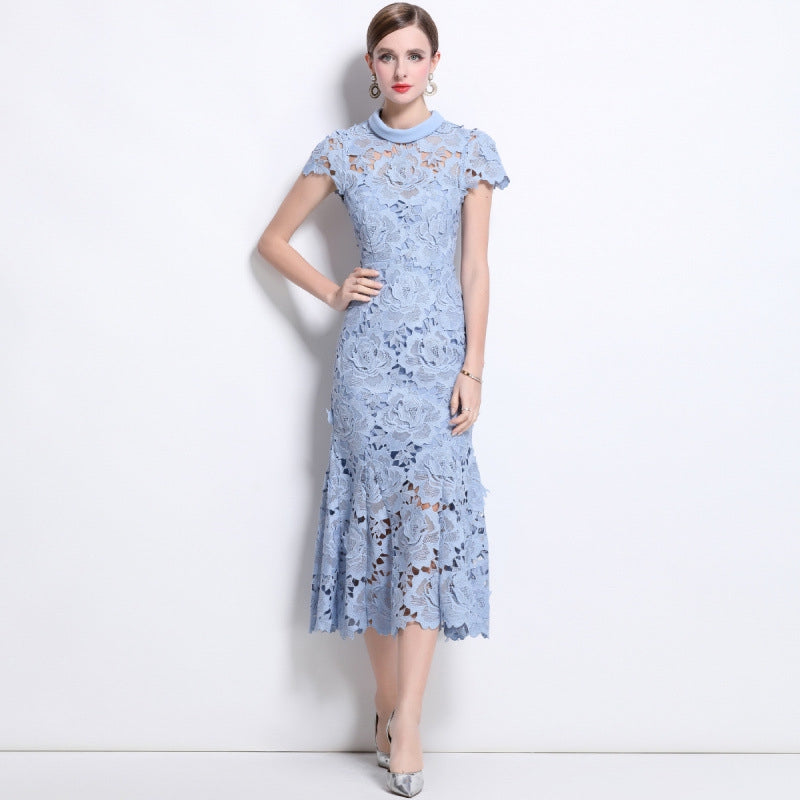 Seraphina Floral Lace Midi Dress - 906047289043_BLUE