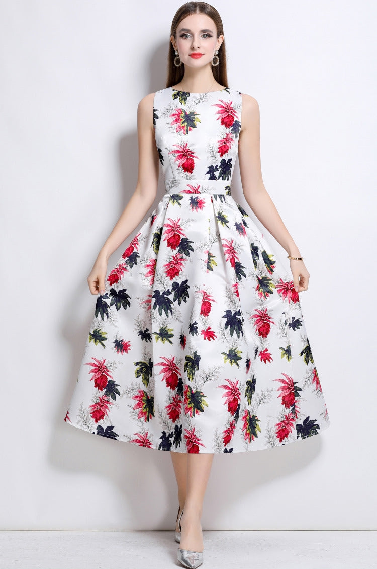Crimson Petal Grace Midi Dress