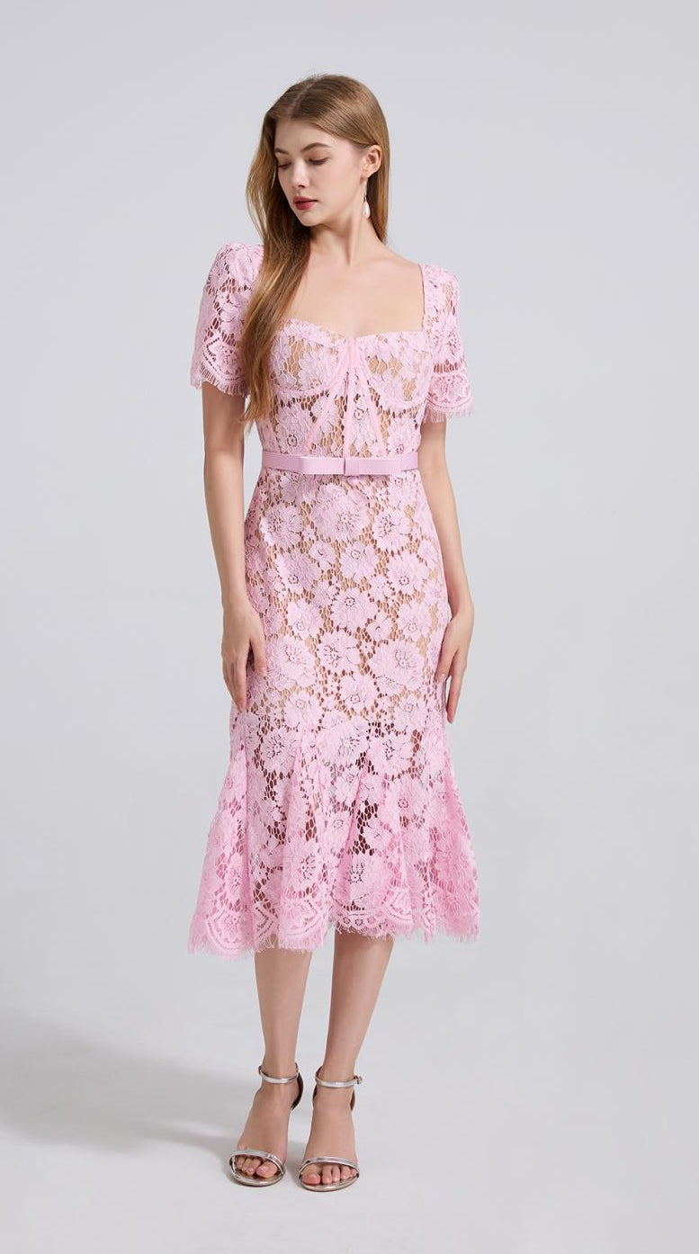 Blush Bloom Lace Midi Dress - 912087138600_PINK