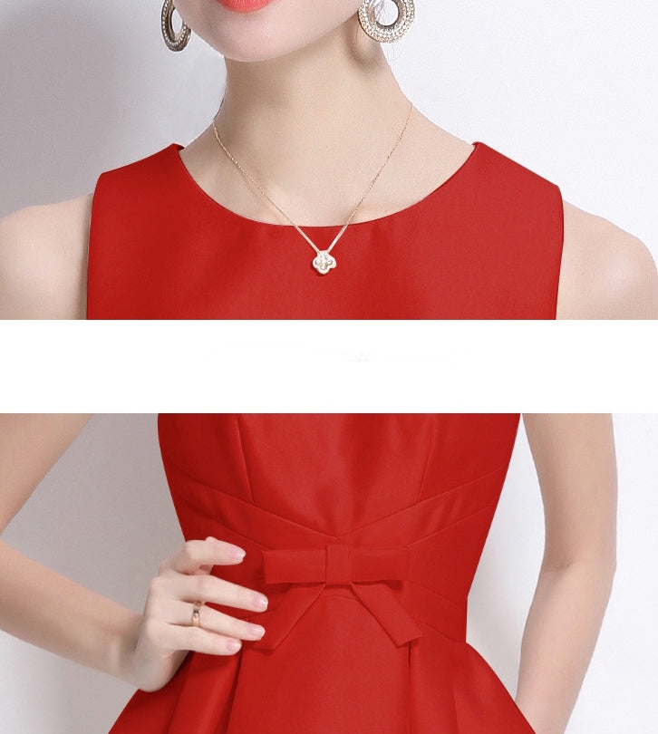 Chic Red Bow Detail Mini Dress