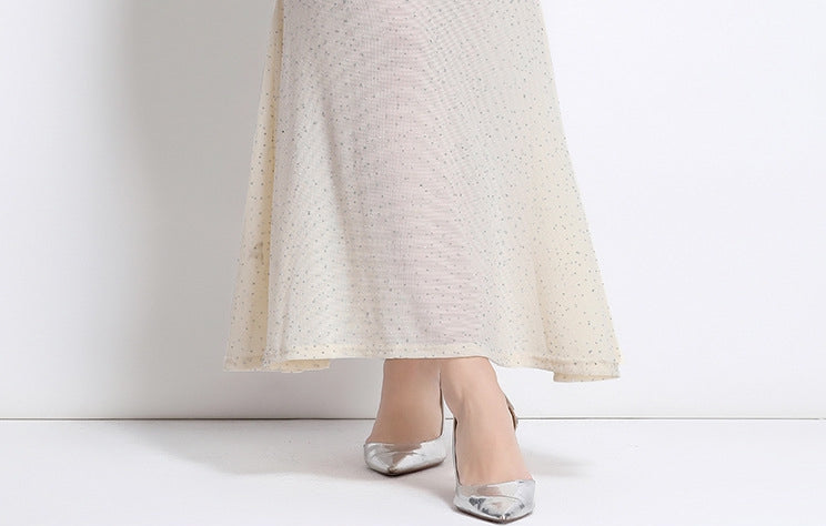 Elegant Sheer Long-Sleeve Maxi Dress - Ivory