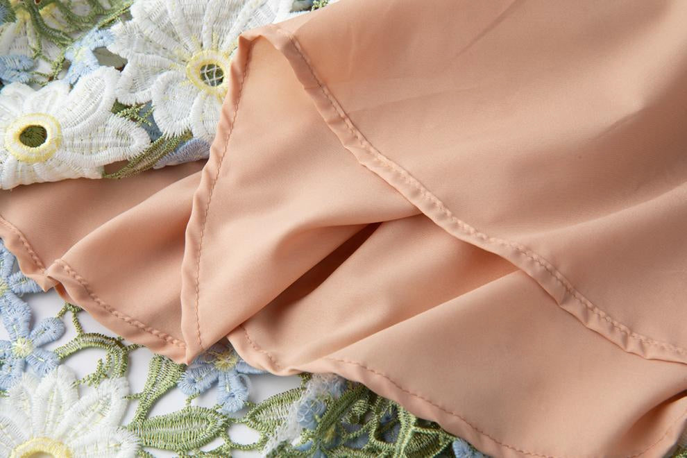 Meadow Bloom Embroidered Lace Dress - 902466078623_GREEN