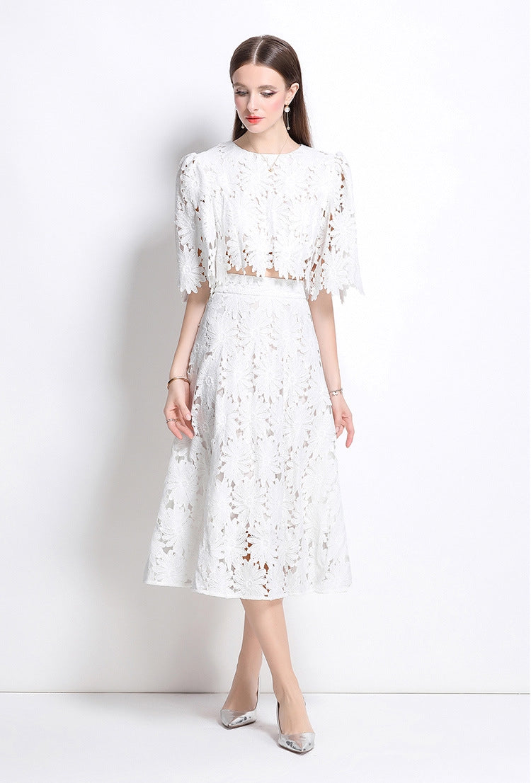 Floral Lace Two-Piece Midi Set -906455894976_WHITE
