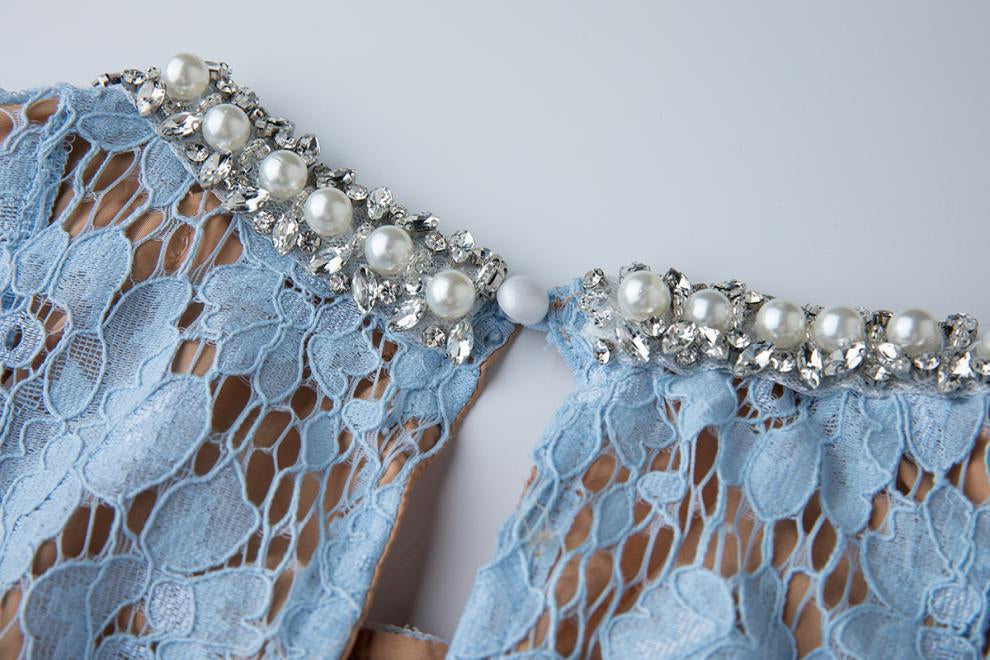 Serene Azure Lace Midi - 915910428490_BLUE