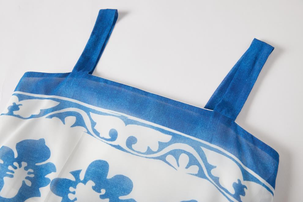 Azure Bloom Maxi Dress - 909280320318_BLUE