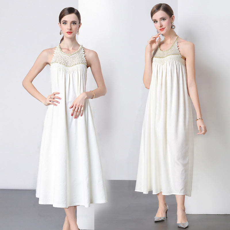 Pearl Drop Pleated Dress