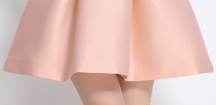 Elegant Blush Pink Bow Detail Mini Dress