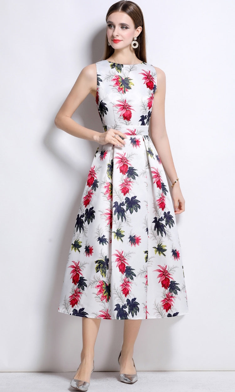 Crimson Petal Grace Midi Dress
