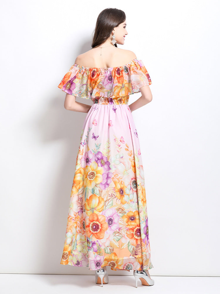 Boho Off-Shoulder Floral Maxi Dress