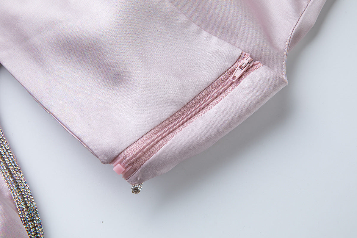 Halter Cutout Satin Maxi Dress – Blush Pink