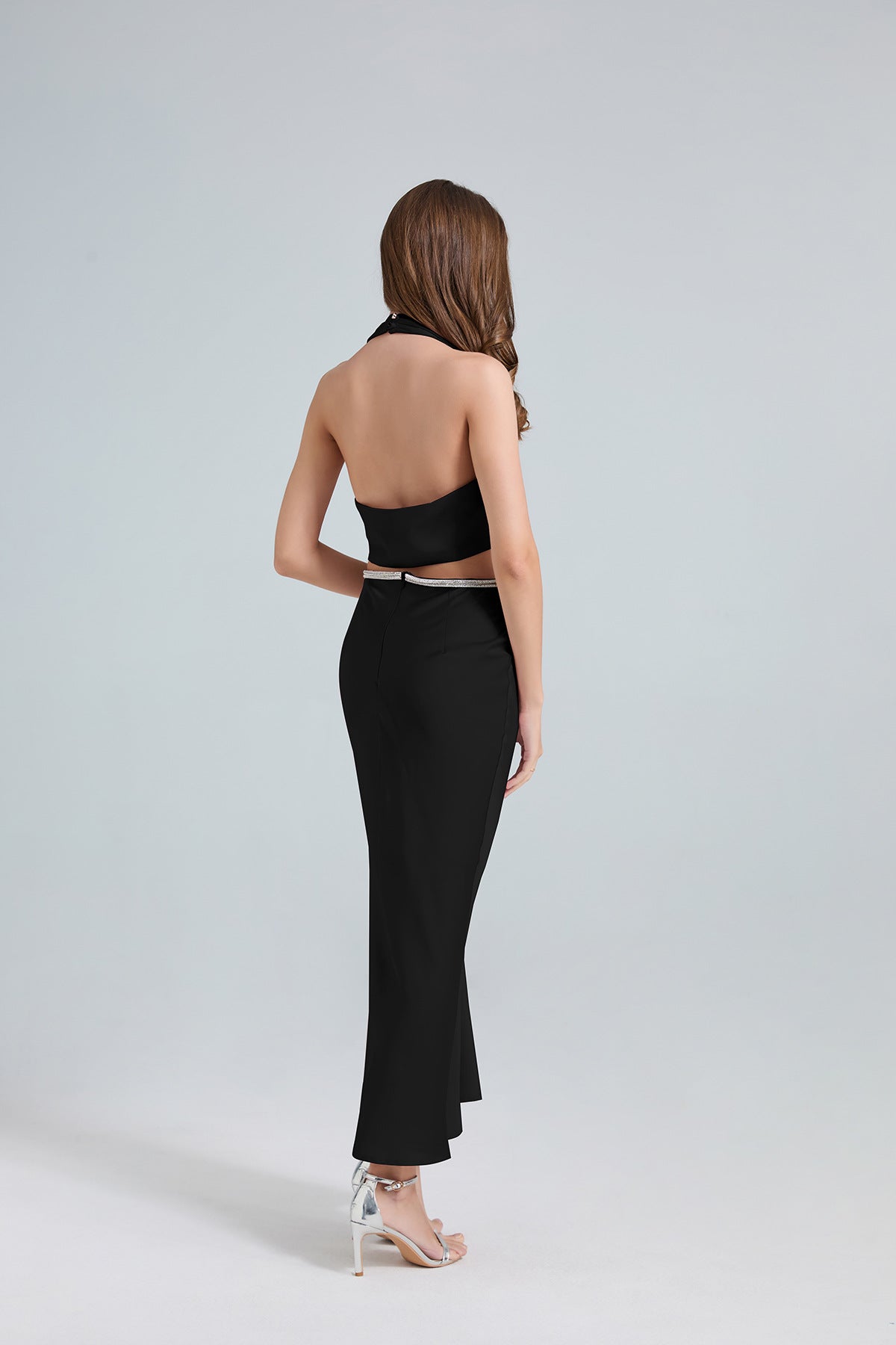 Halter Cutout Maxi Dress – Black