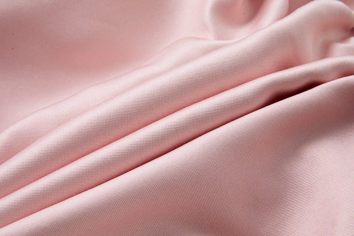 Elegant Pink Satin Strapless Mini Dress