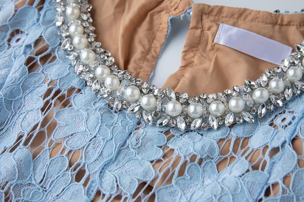 Serene Azure Lace Midi - 915910428490_BLUE