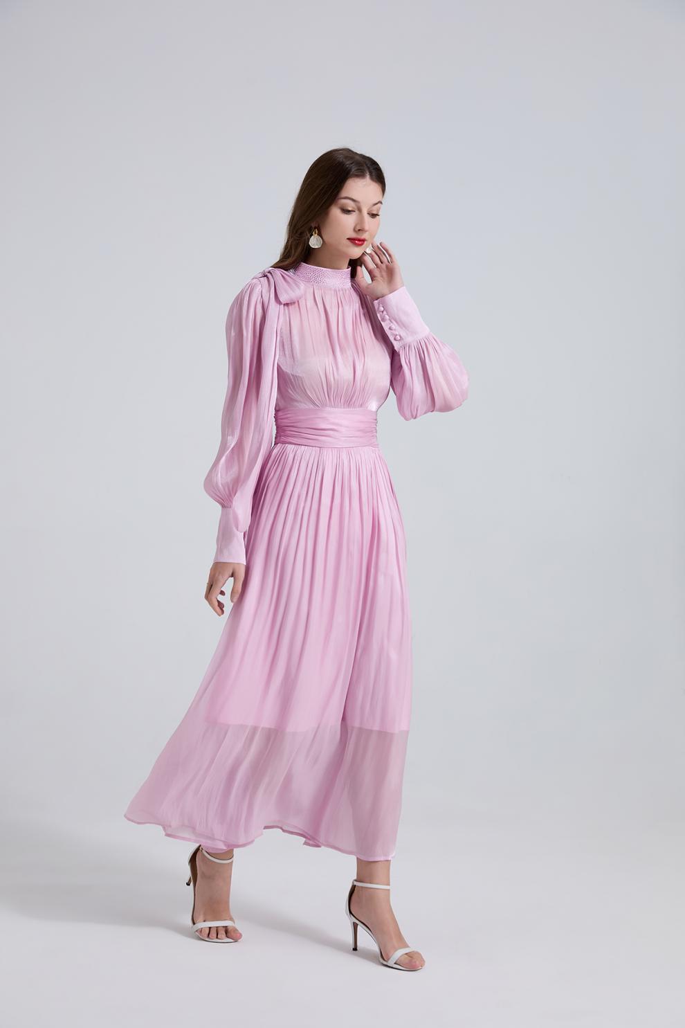 Royal Radiance Pleated Satin Dressy - 905557854806_PINK