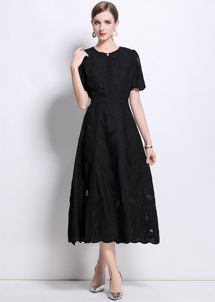 Midnight Grace Embroidered Midi Dress