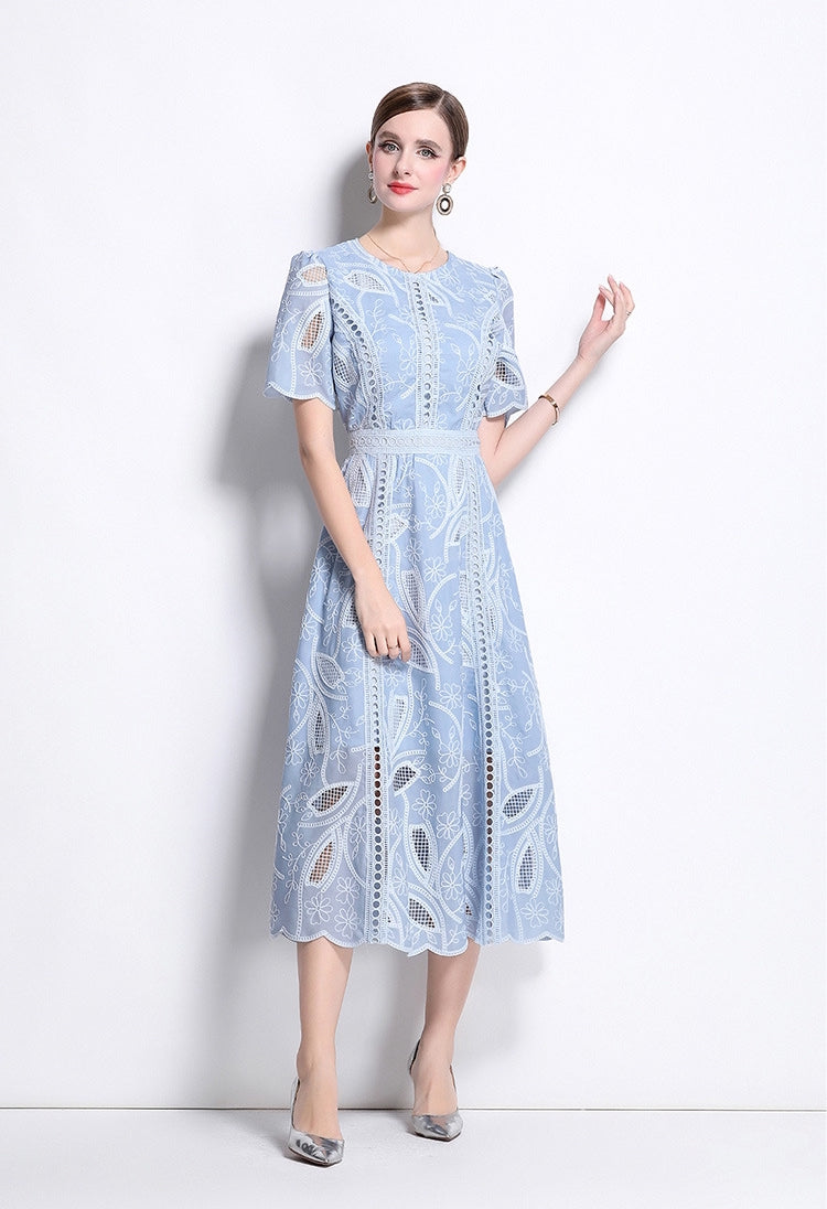 Bluebell Elegance Embroidered Midi Dress