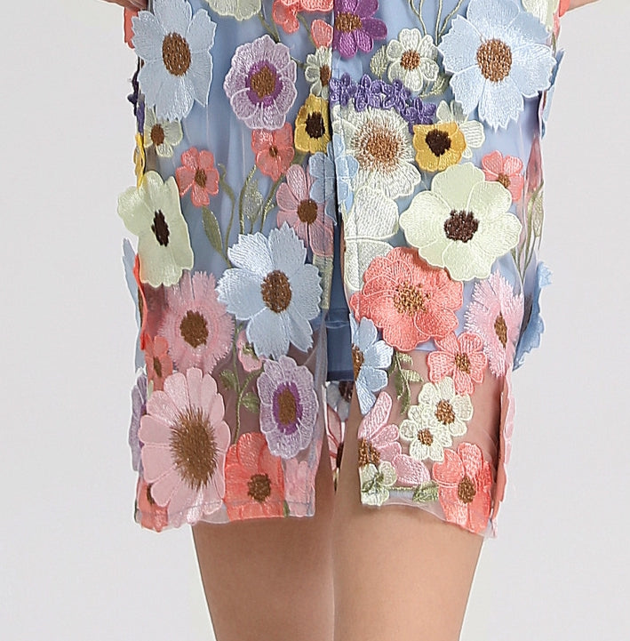 Blooming Garden Embroidered Midi Dress - 906548043201_BLUE