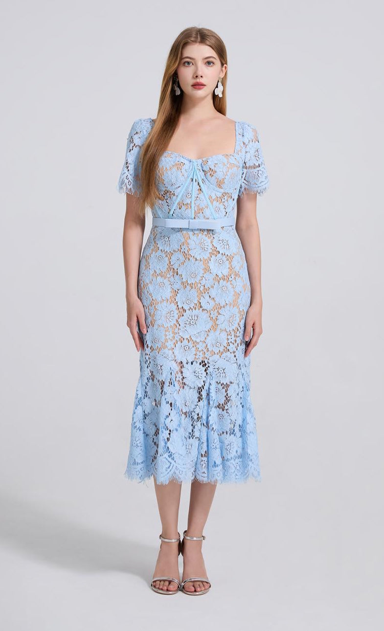 Bluebell Grace Floral Lace Midi Dress - 912087138600_BLUE