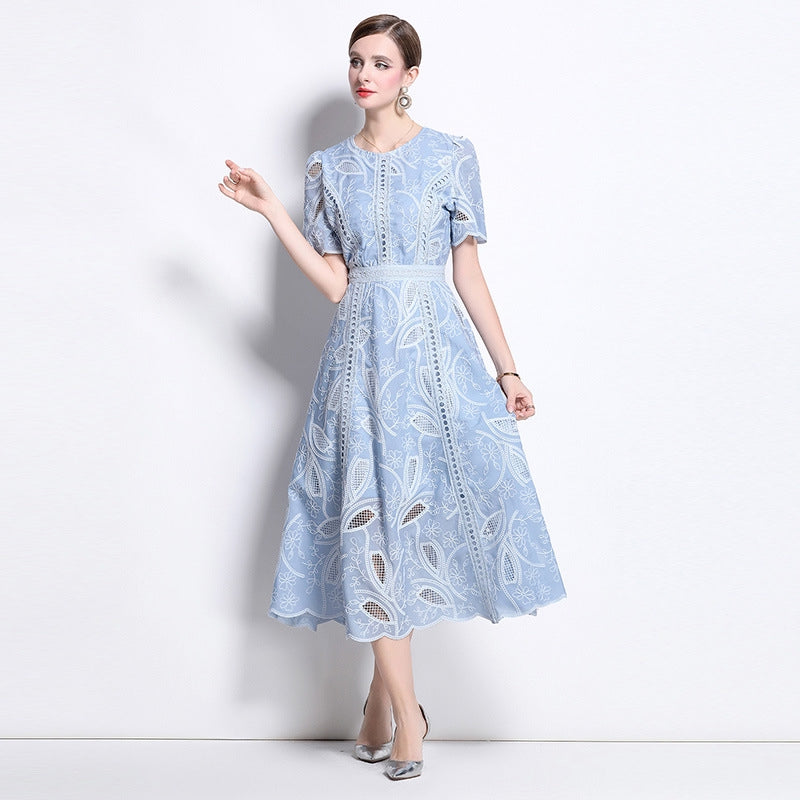 Bluebell Elegance Embroidered Midi Dress