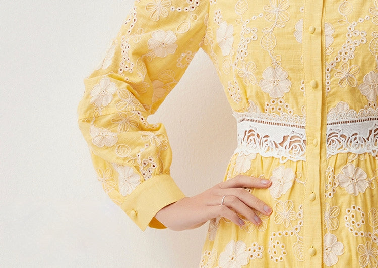 Sunlit Bloom Lace Midi Dress