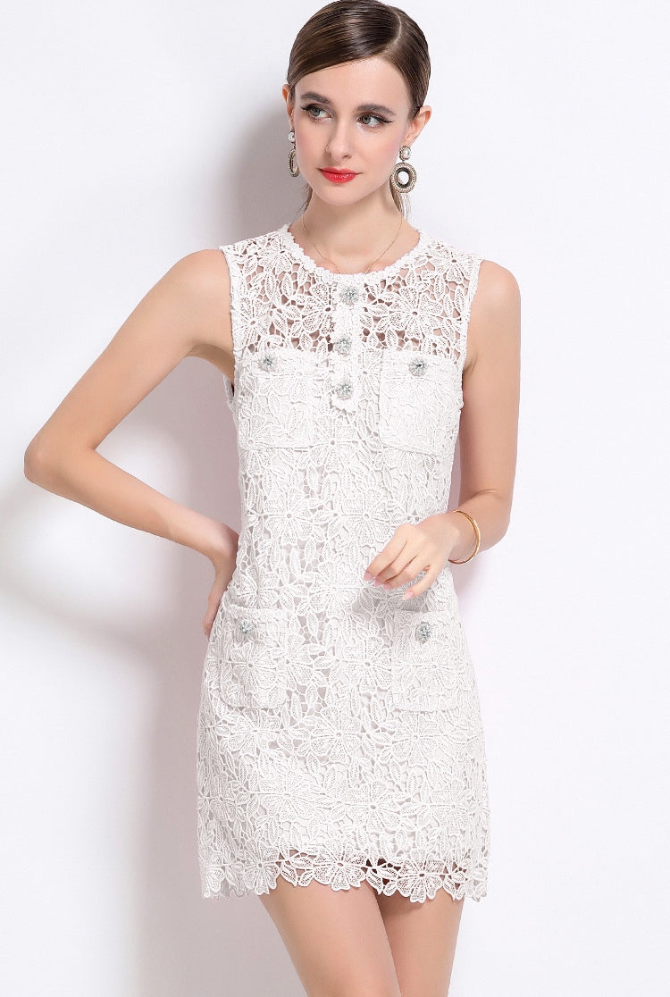 Grace Sleeveless Crochet Mini Dress