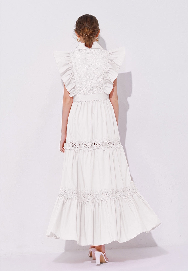 Grace Ruffle Embroidered Maxi Dress