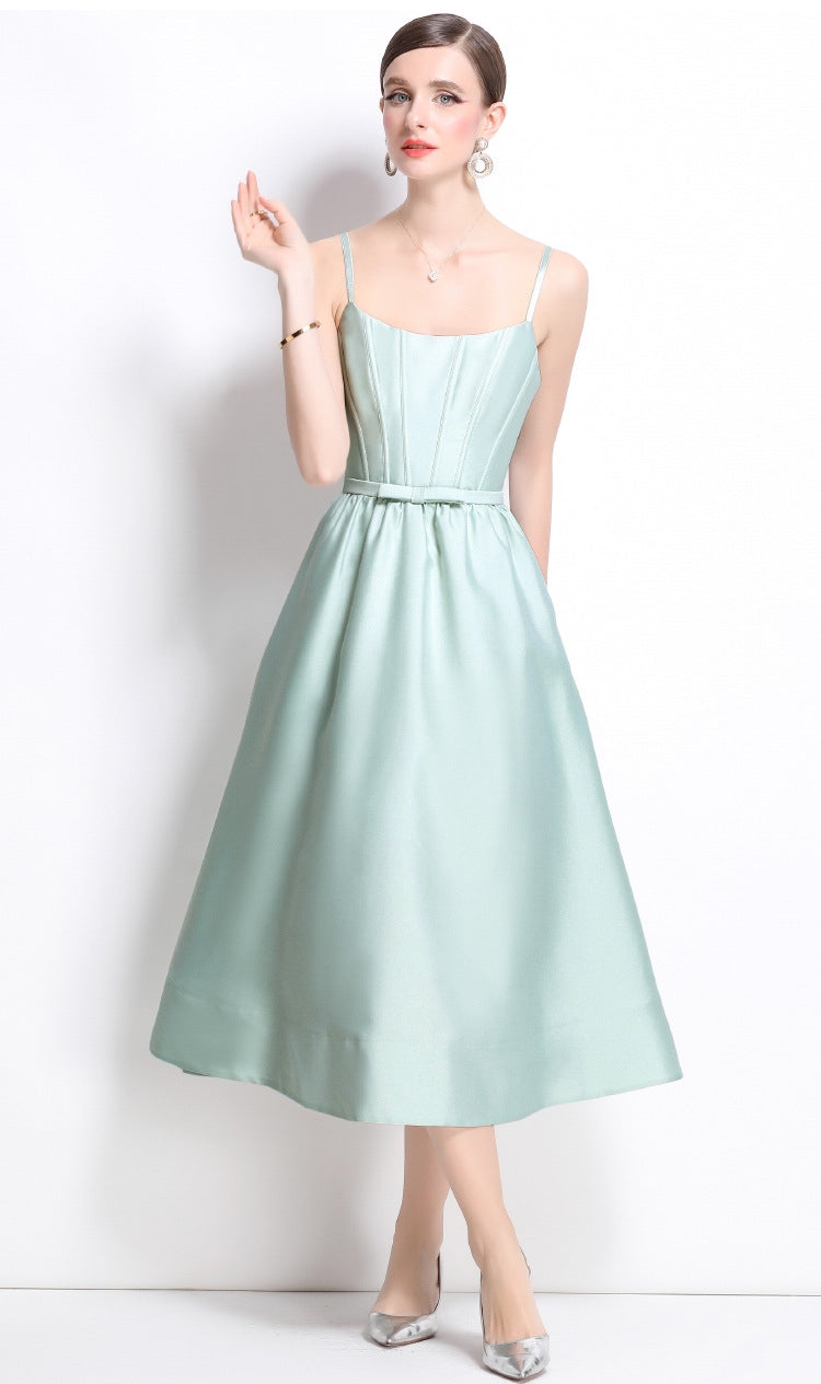 Mint Elegance Satin Midi Dress - 904961972192_MINTGREEN