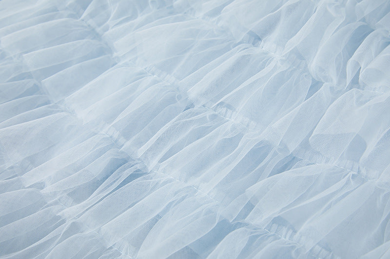 Ethereal Blue Ruffled Tulle Gown