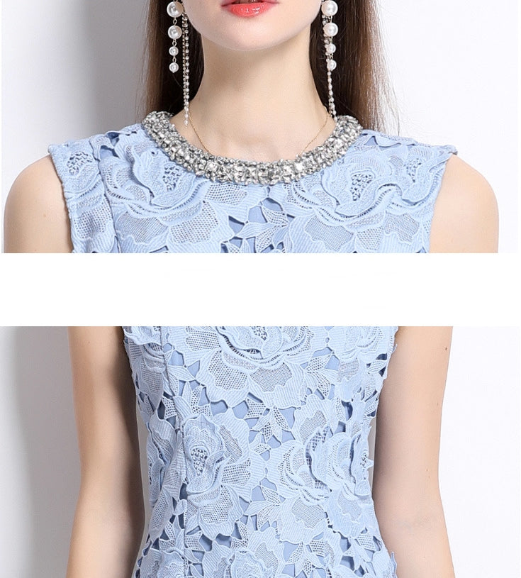 Sky Bloom Lace Mini Dress - 903026656127_BLUE