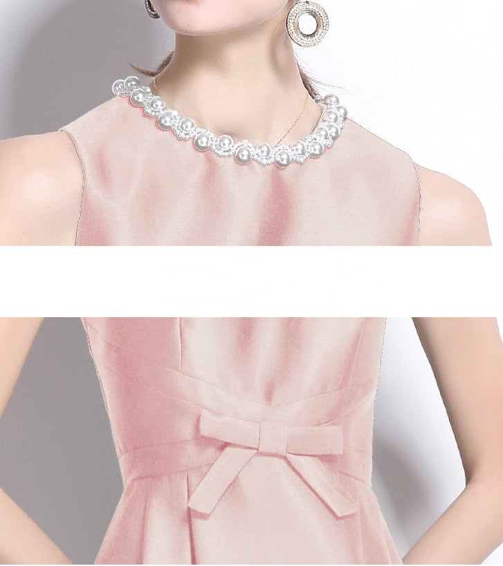 Blush Pearl-Neck Sleeveless Mini Dress - 899034048641_PINK