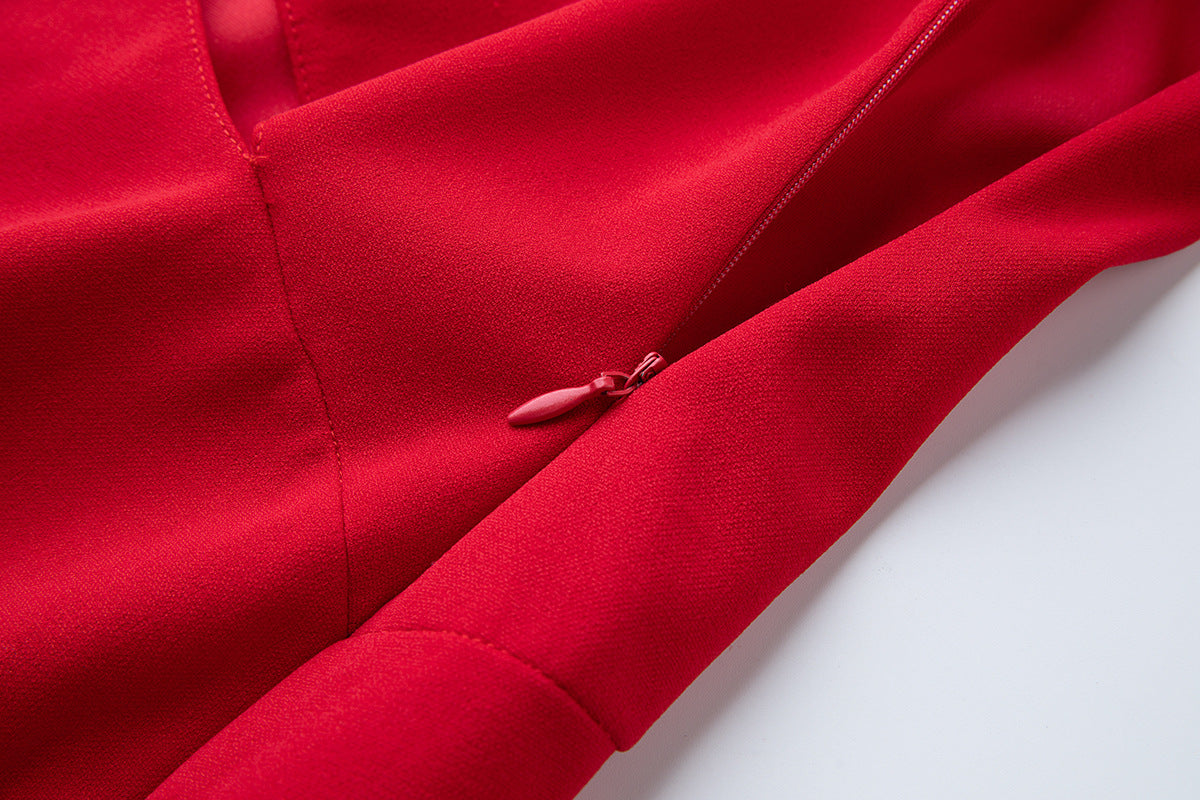 Red One-Shoulder Cutout Gown