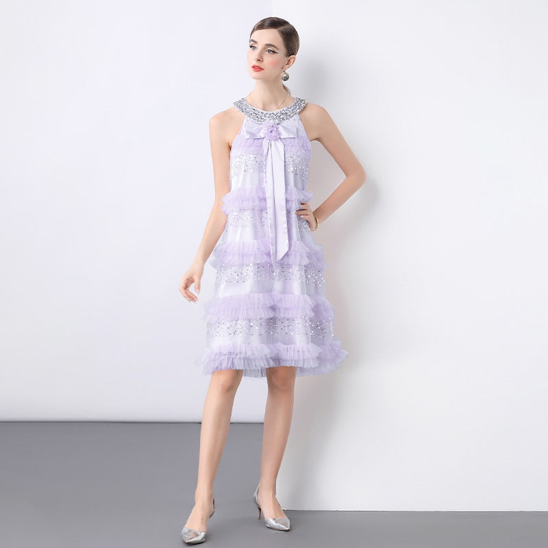 Lavender Twilight Ruffle Sequin Dress