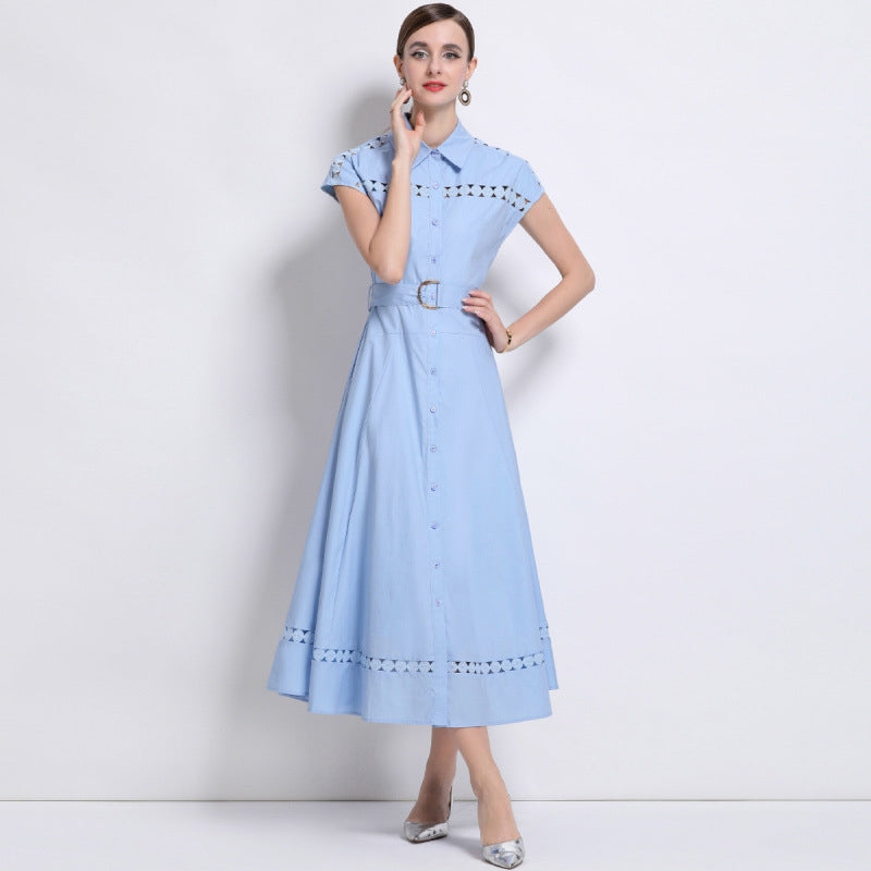 Sky Breeze Belted Shirt Dress