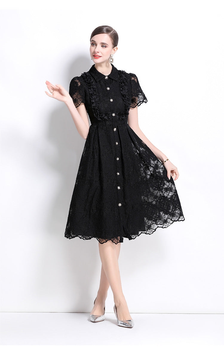 Classic Black Lace Midi Dress