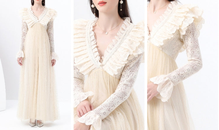 Apricot Reverie Lace Gown