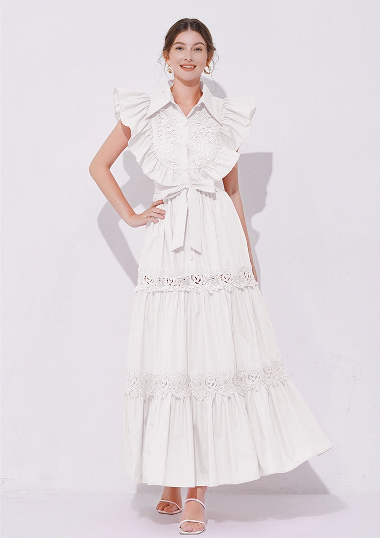 Grace Ruffle Embroidered Maxi Dress