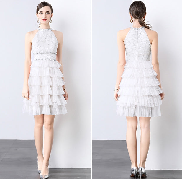 Crystal Frost Tiered Tulle Party Dress