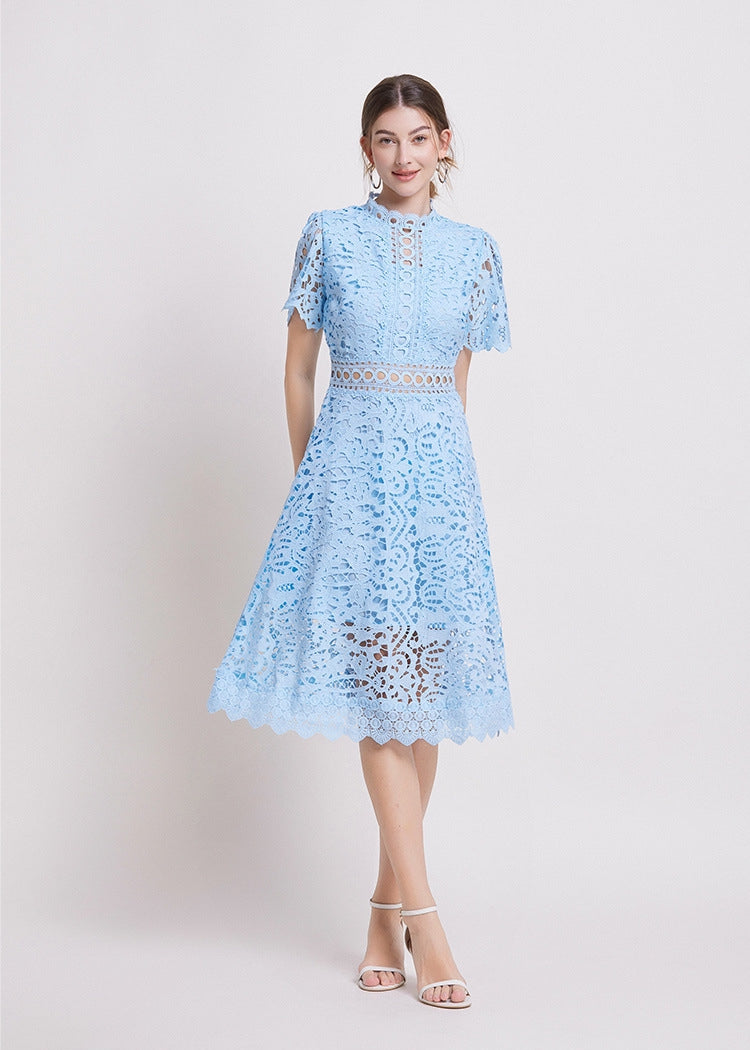 Sky Blue Lace Midi Dress