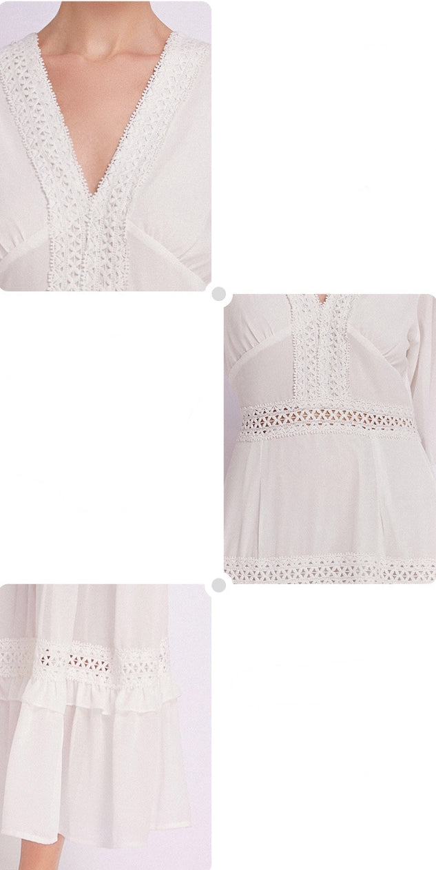 White French Lace Chiffon Dress