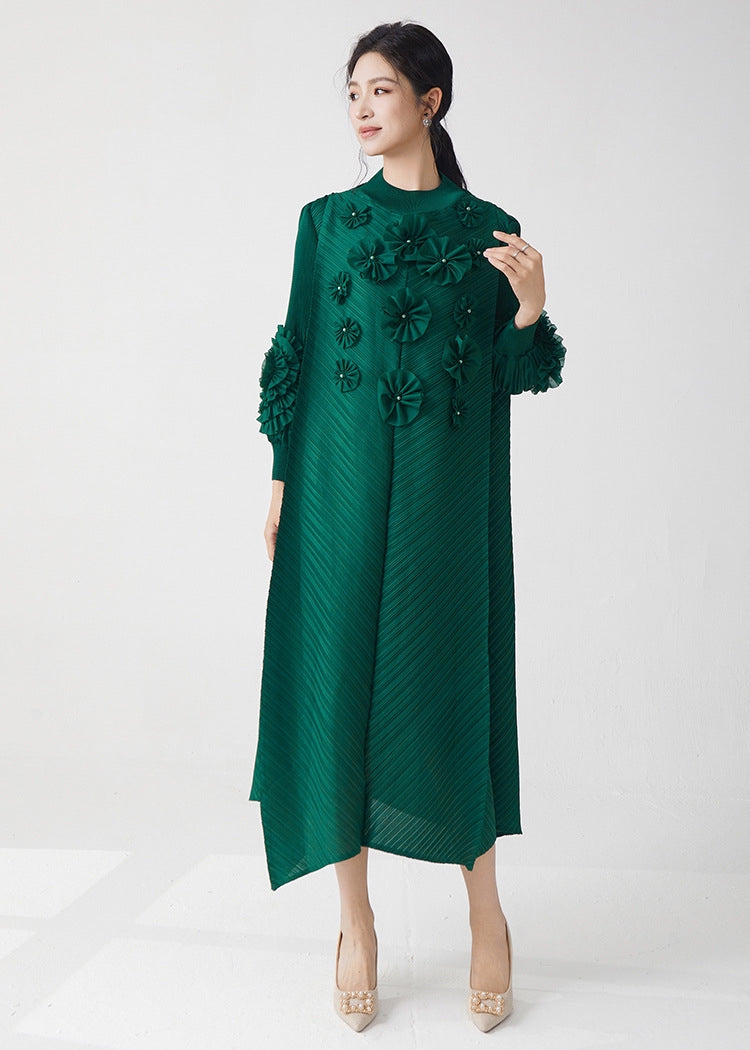 Elegant Green Floral Embellished Dress