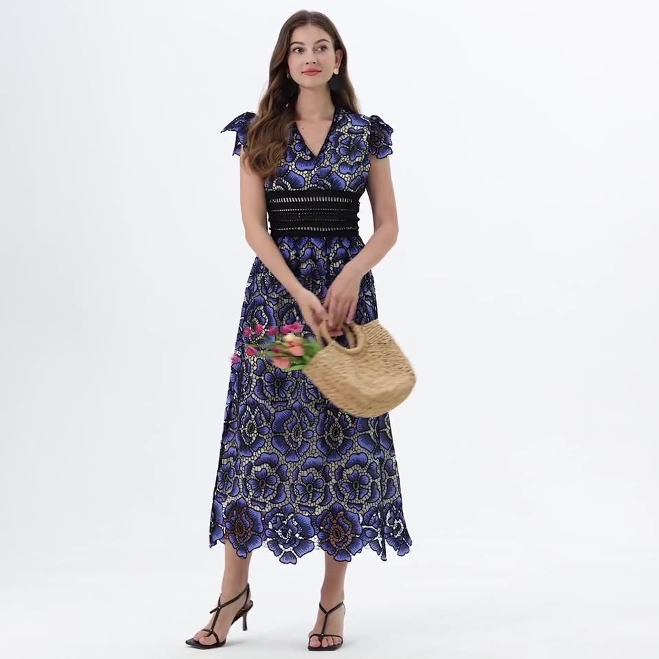 Sapphire Bloom Maxi Dress - 915238273958_BLUE
