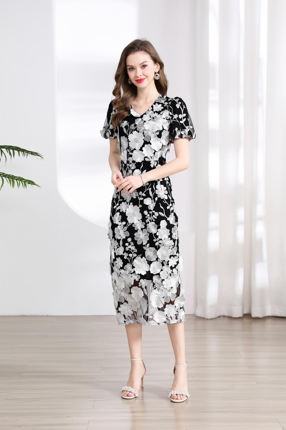 Midnight Bloom Midi Dress