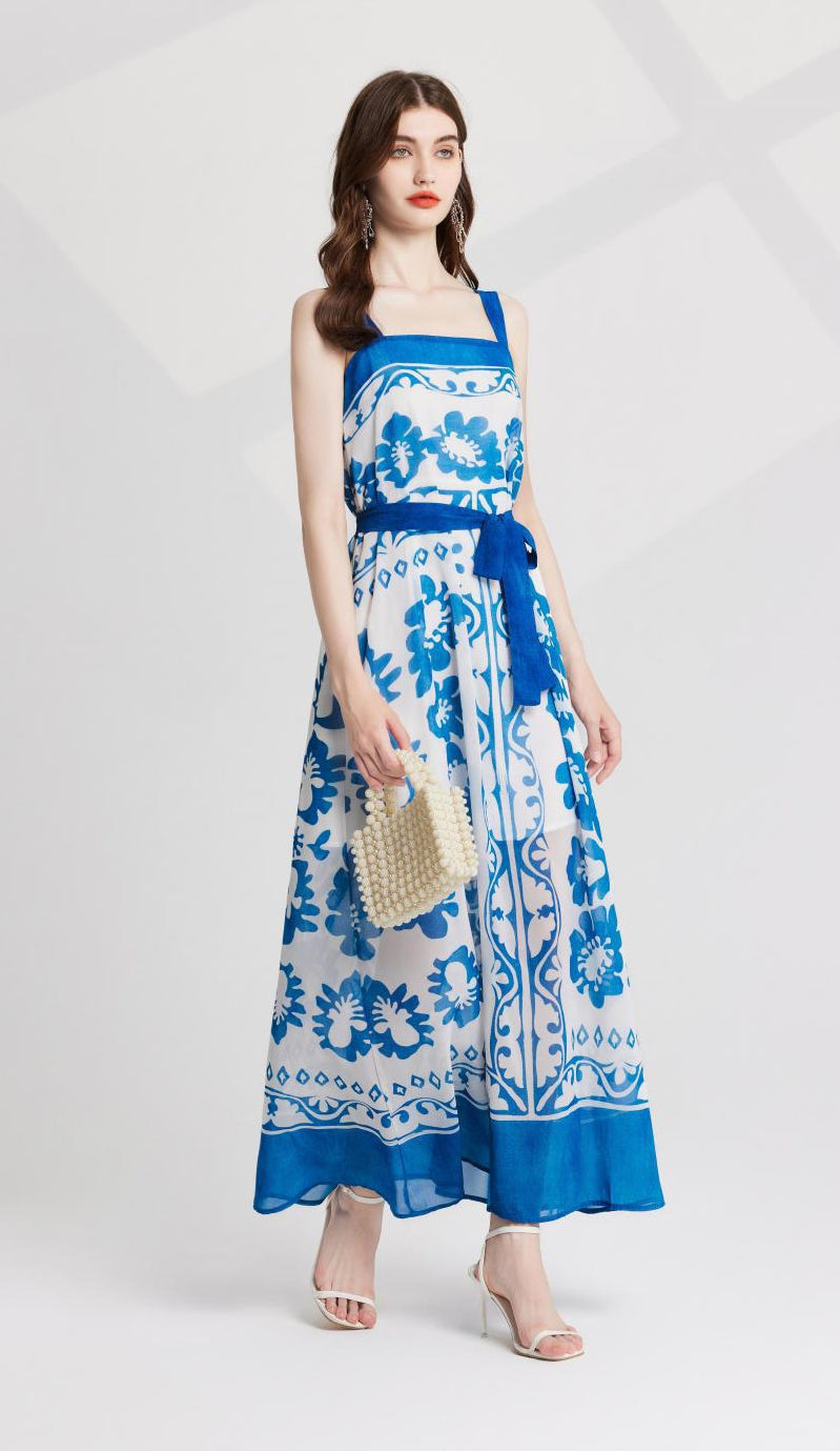 Azure Bloom Maxi Dress - 909280320318_BLUE