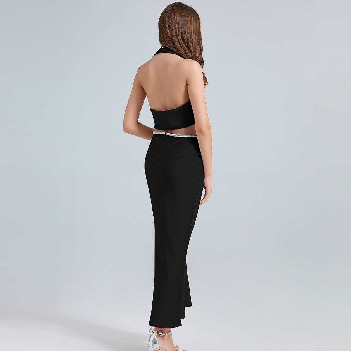 Halter Cutout Maxi Dress – Black