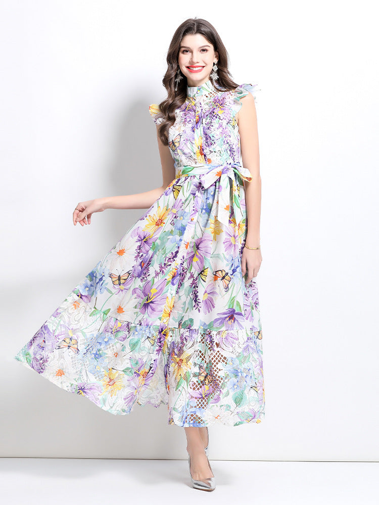 Floral High-Neck Maxi Dress