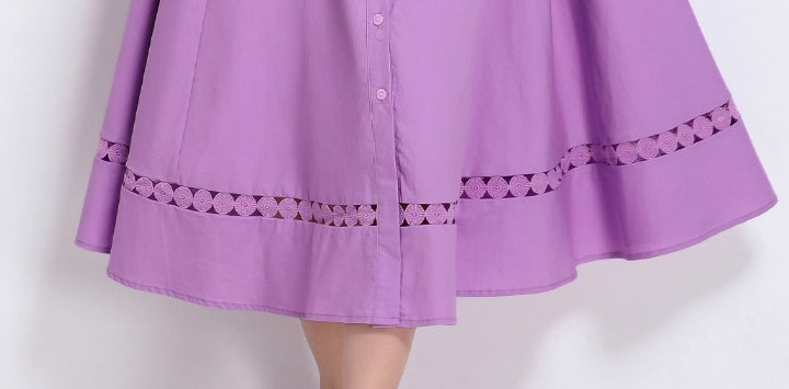 Lavender Charm Belted Shirt Dress