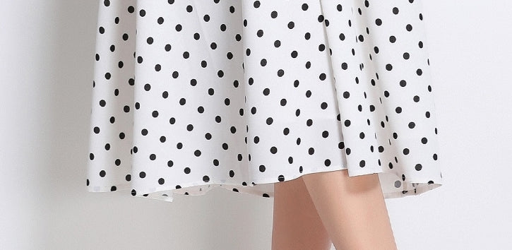 Classic Charm White Polka Dot Halter Dress - 902653054769_WHITE