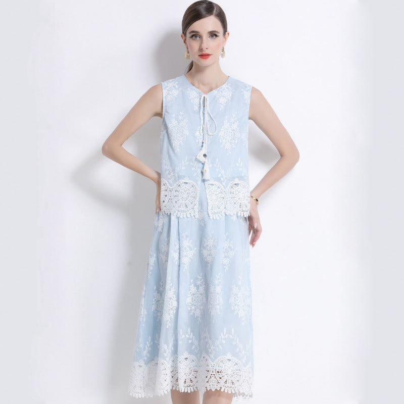 Powder Blue Floral Two Piece Set