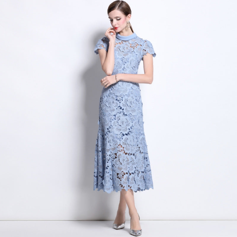 Seraphina Floral Lace Midi Dress - 906047289043_BLUE